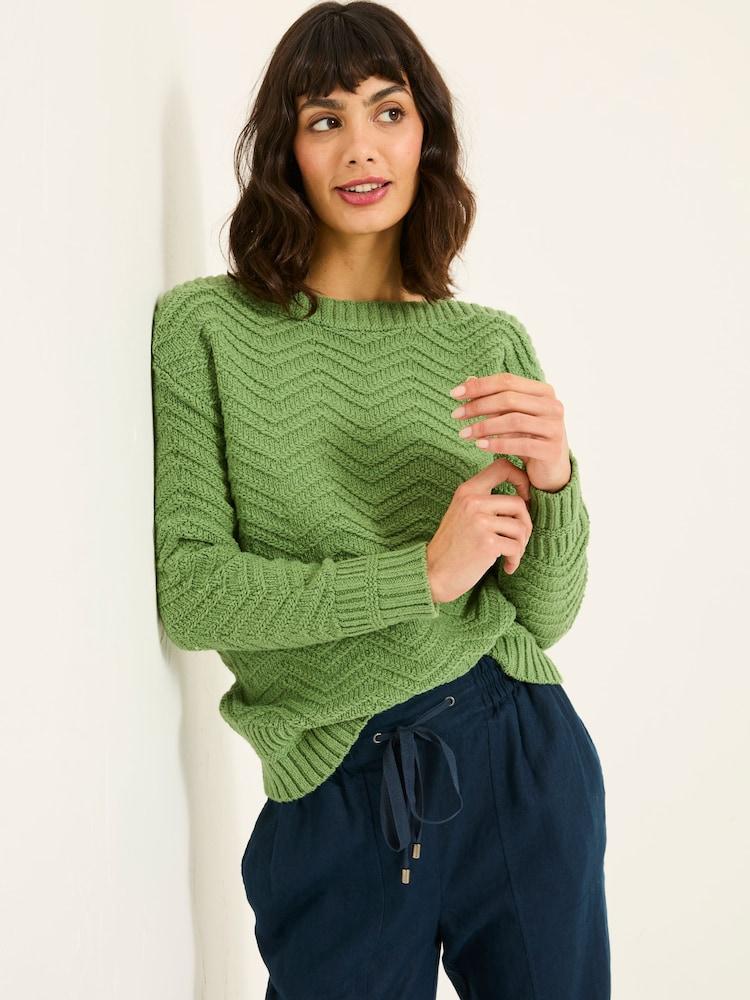 Fat Face Mid Green Jessie Textured Knitted Jumper