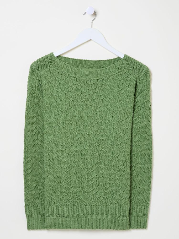 fat face Mid Green Jessie Textured Knitted Jumper