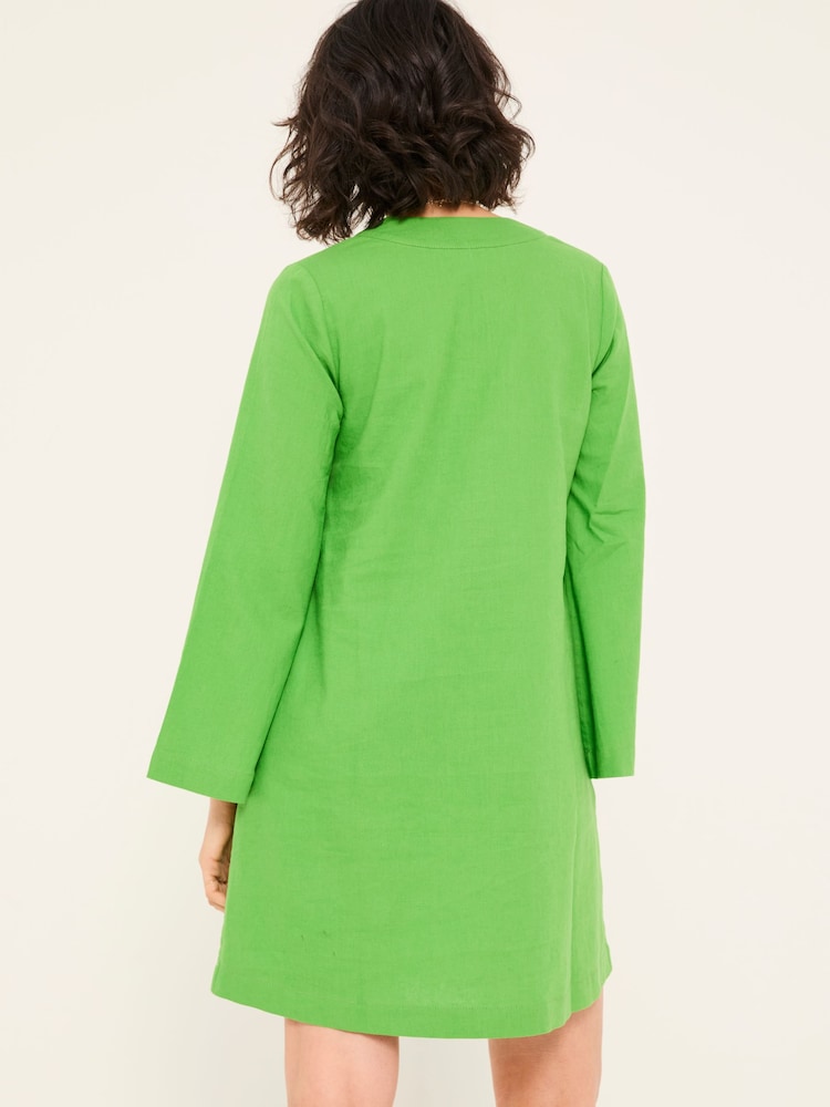 Fat Face Mid Green Linen Kaftan Dress