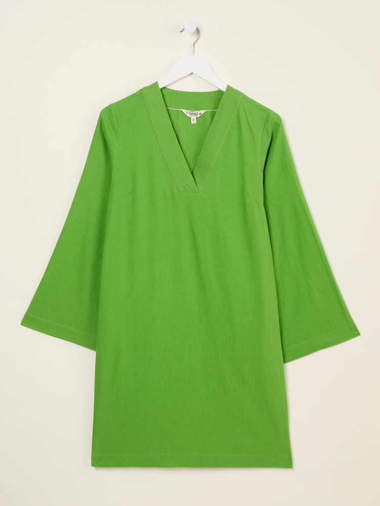 fat face Mid Green Linen Kaftan Dress