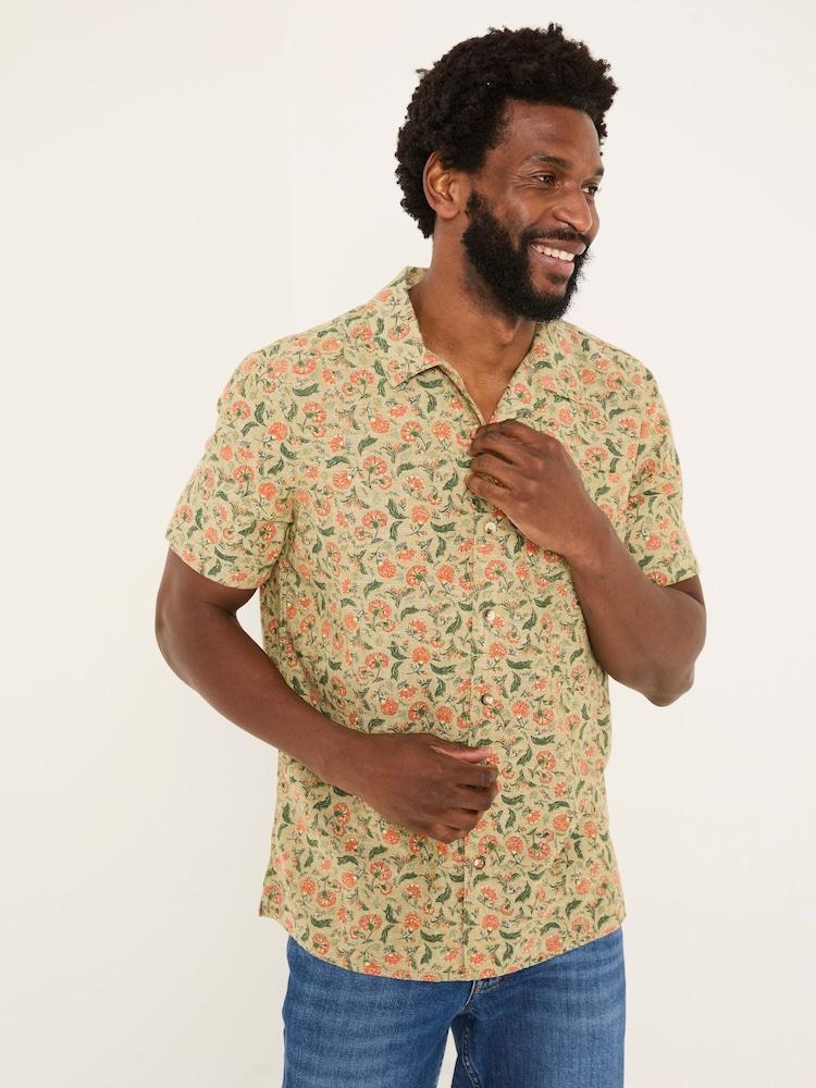 Fat Face Mid Green Short Sleeve Bloom Print Shirt