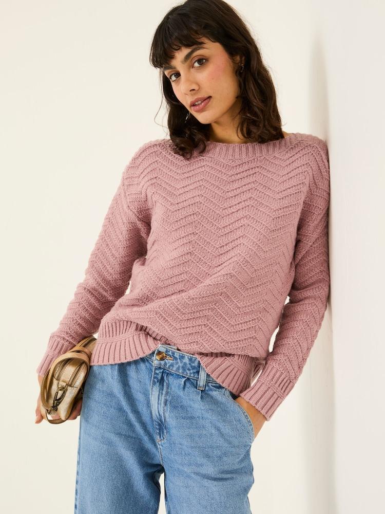 Fat Face Mid Pink Jessie Textured Knitted Jumper