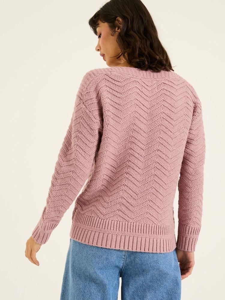 Fat Face Mid Pink Jessie Textured Knitted Jumper