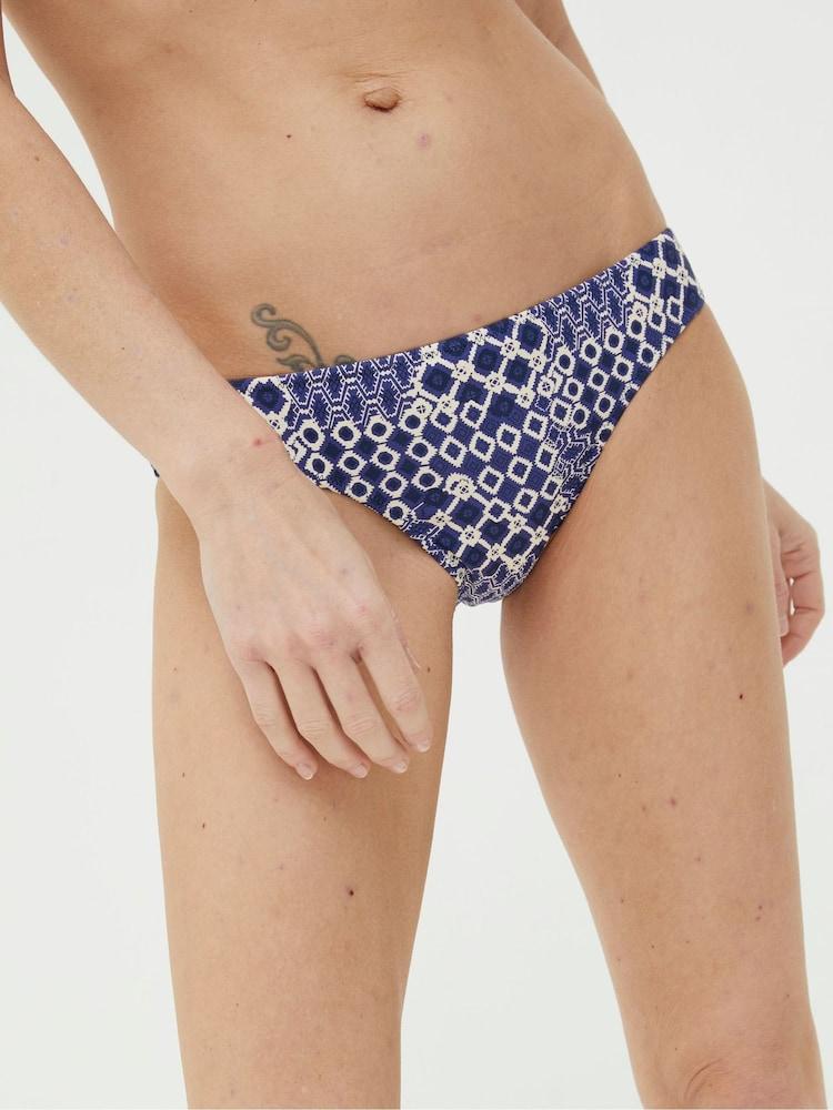 Fat Face Mila Blue Patchwork Geo Bikini Bottoms