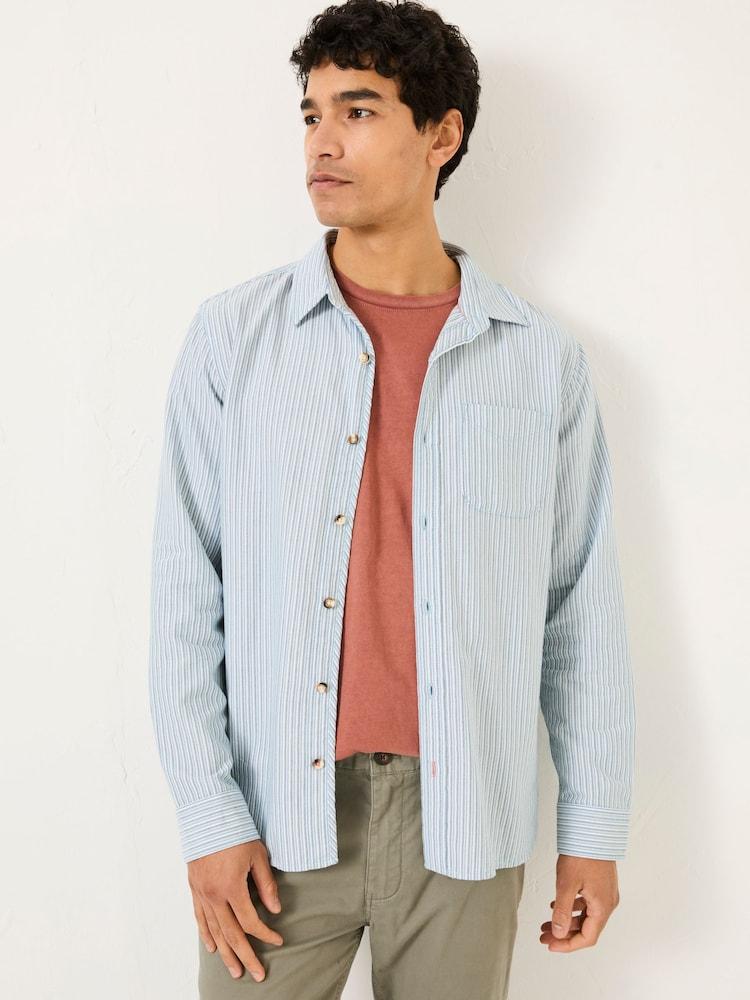 Fat Face Mill Pale Blue Long Sleeve Stripe Shirt