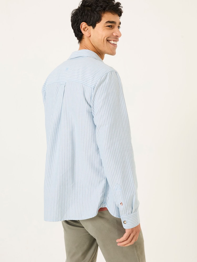 Fat Face Mill Pale Blue Long Sleeve Stripe Shirt