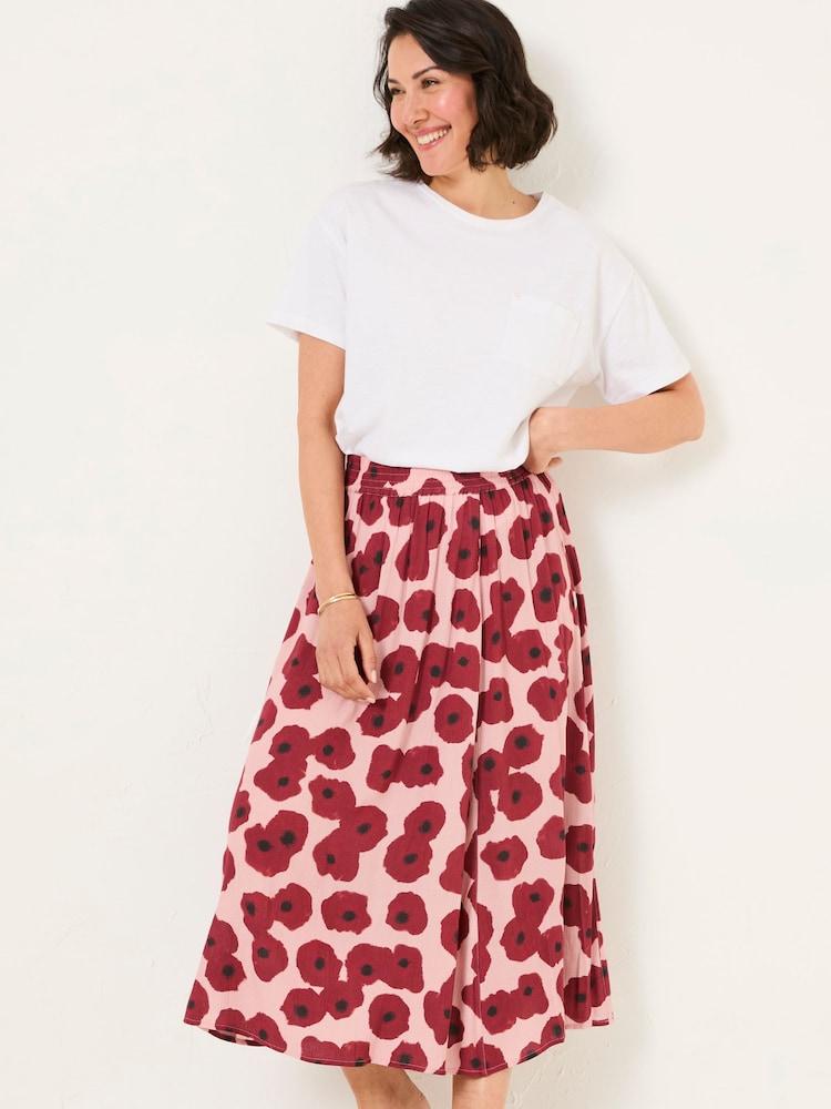 Fat Face Millie Multi Poppies Midi Skirt
