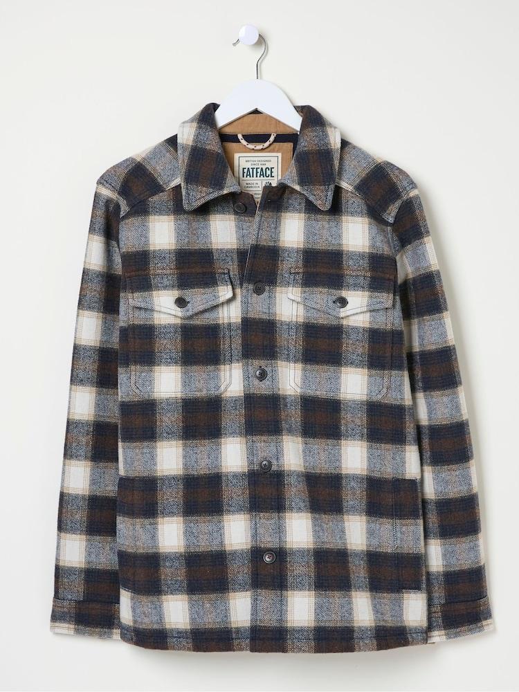 fat face Milton Dark Brown Check Overshirt