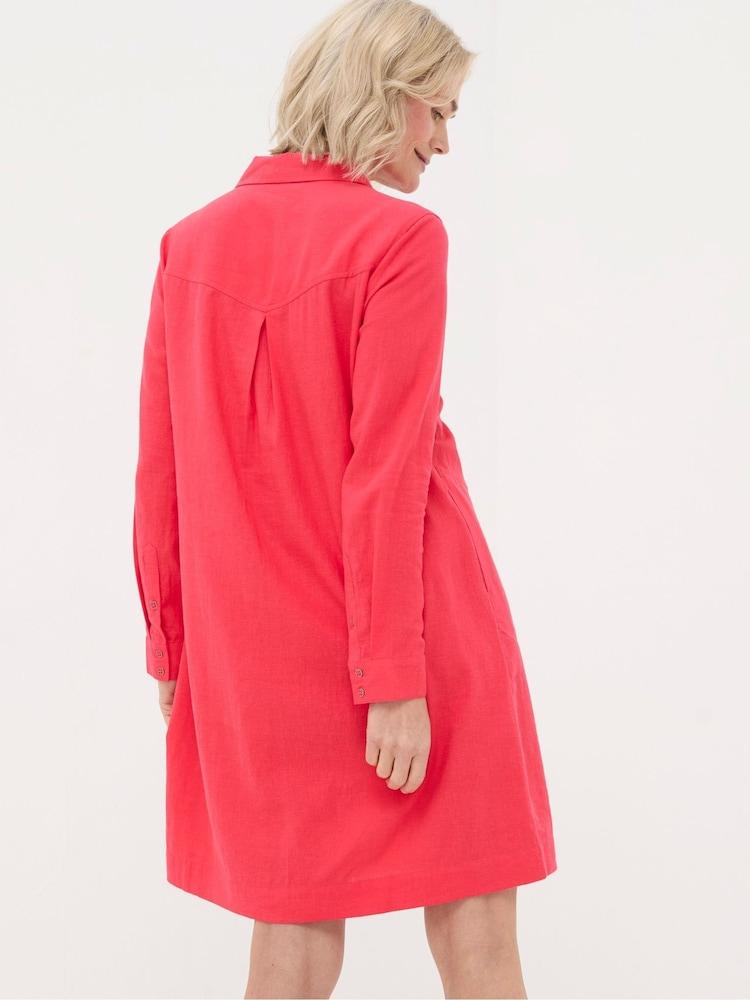 Fat Face Mina Red Linen Blend Tunic Dress
