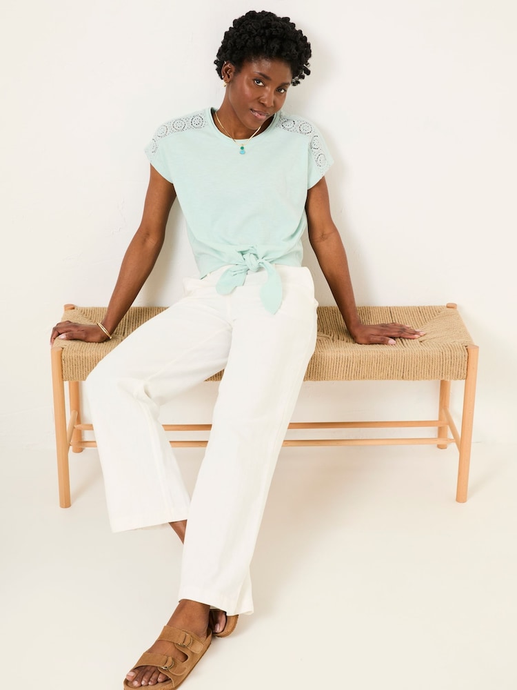 Fat Face Mint Green Lace Tie Front T Shirt