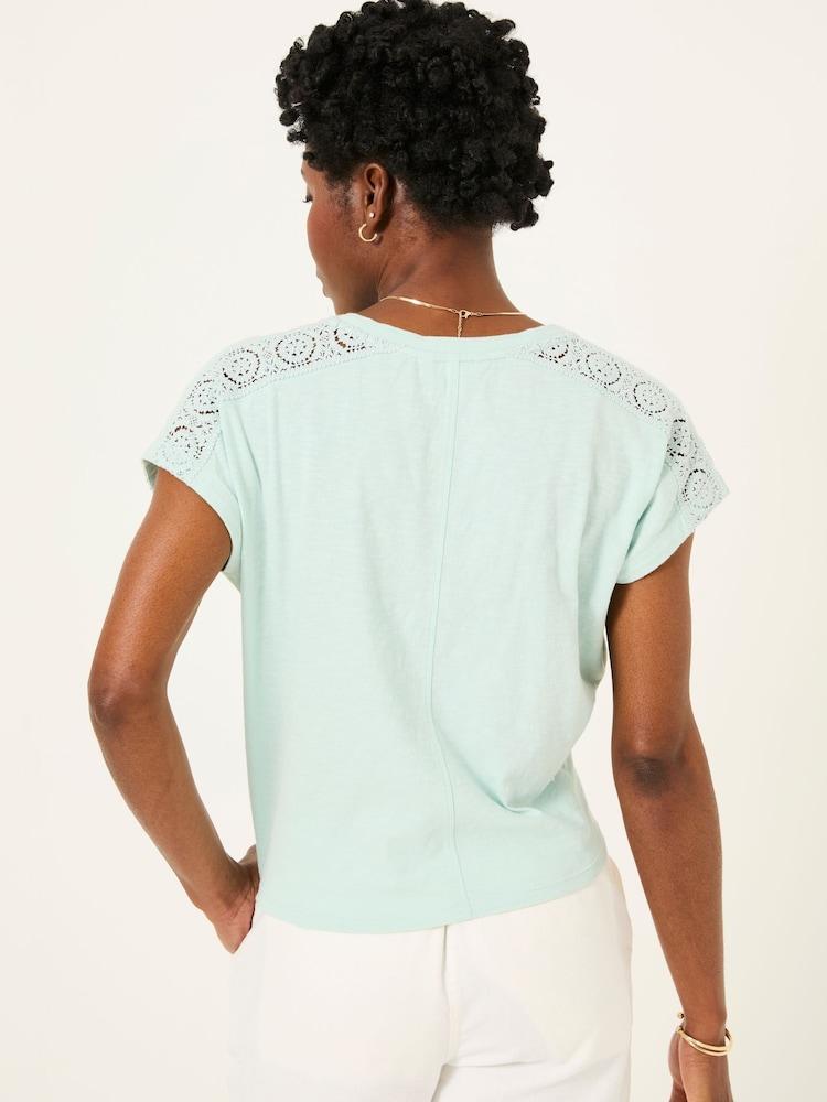 Fat Face Mint Green Lace Tie Front T Shirt