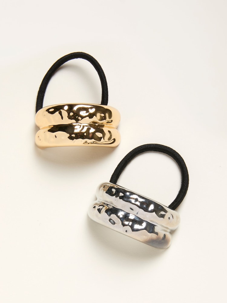 Fat Face Multi 2 Pack Hammered Cuff Hair Ties