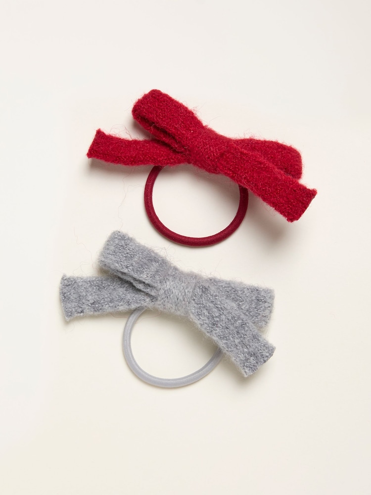 Fat Face Multi 2 Pack Knitted Bow Hair Ties
