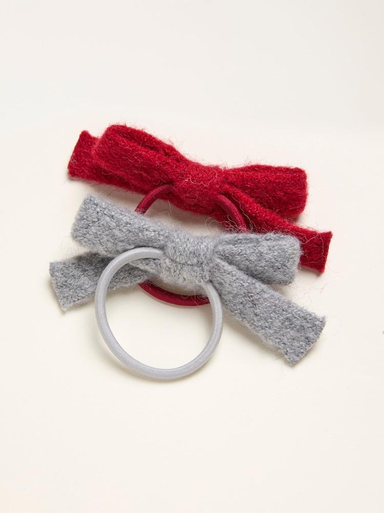 fat face Multi 2 Pack Knitted Bow Hair Ties