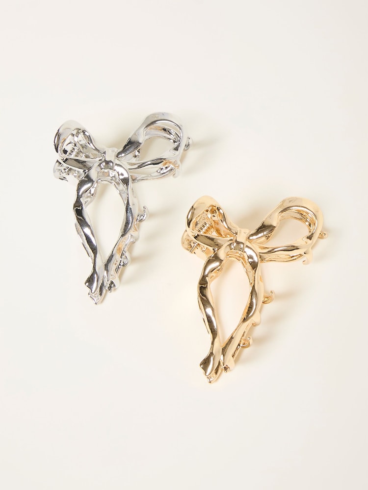 Fat Face Multi 2 Pack Metal Bow Claw Clips