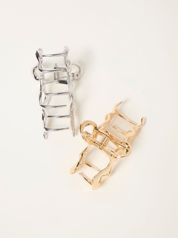 Fat Face Multi 2 Pack Metal Bow Claw Clips