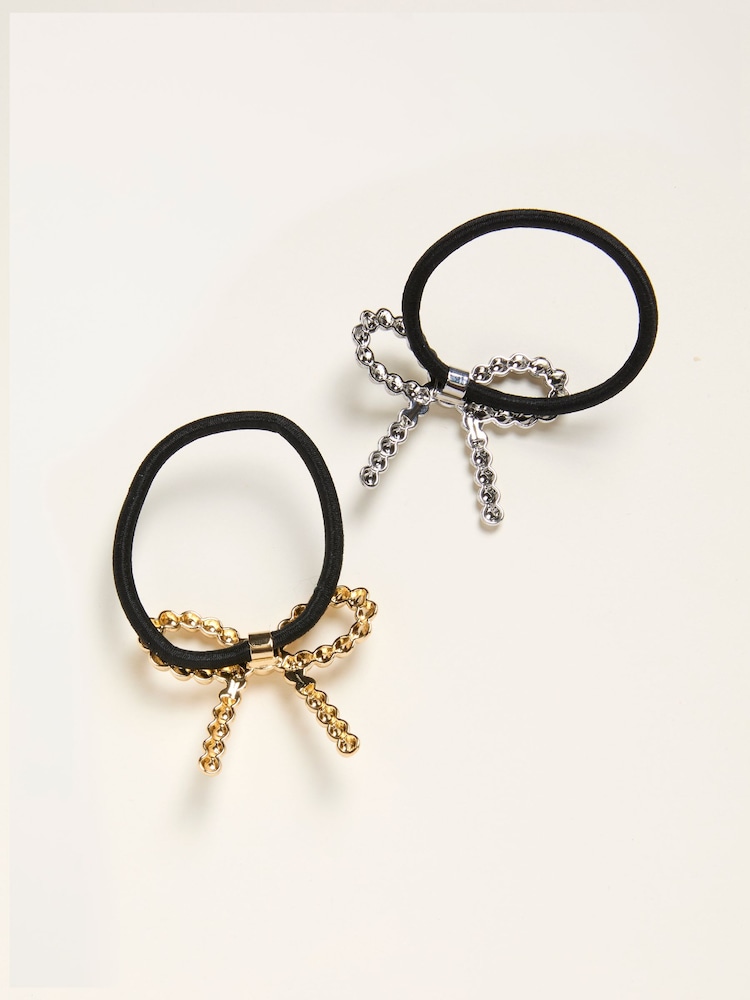 fat face Multi 2 Pack Metal Bow Hair Ties