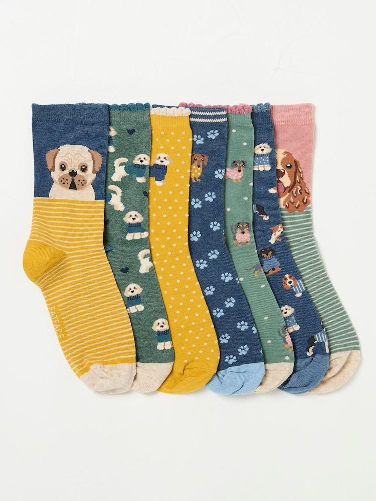 Fat Face Multi 7 Pairs Of Dog Socks