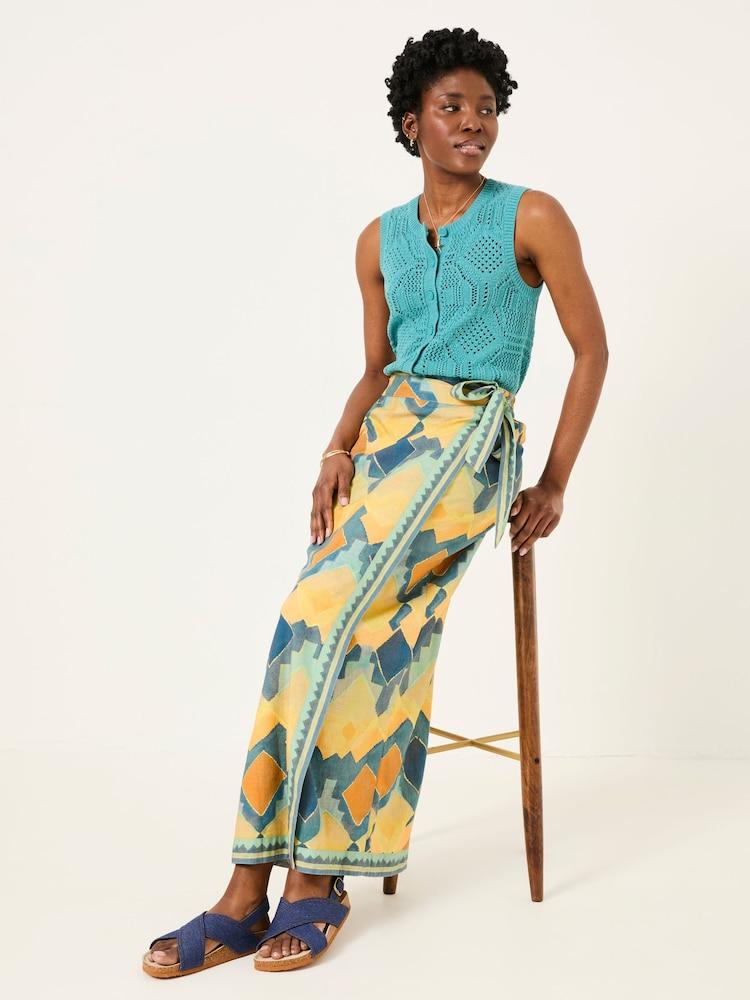 Fat Face Multi Abstract Wrap Midi Skirt