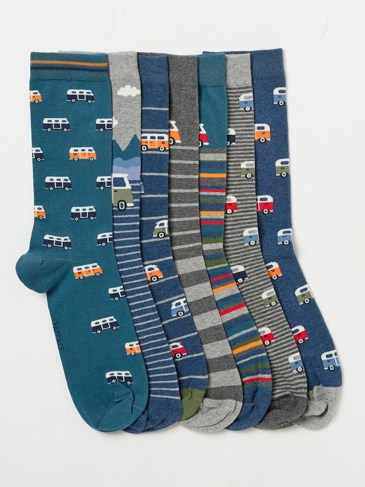 Fat Face Multi Campervan 7 Pack Men's Socks