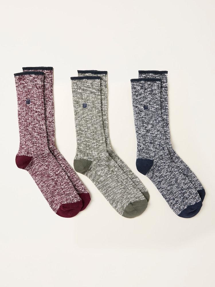 Fat Face Multi Colour 3 Pairs Of Boot Socks