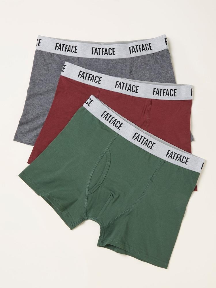 Fat Face Multi Colour 3 Pairs Of Plain Boxers