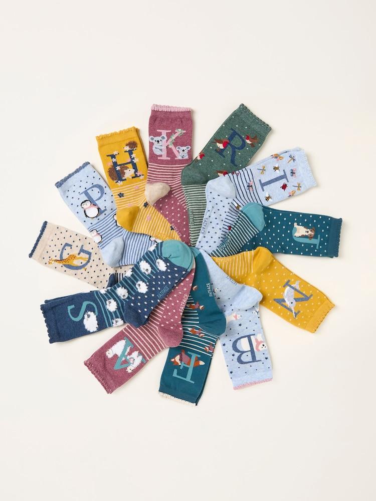 Fat Face Multi Colour Alphabet Socks