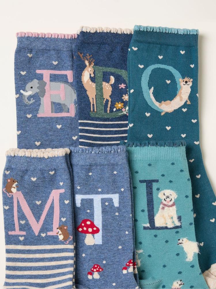 Fat Face Multi Colour Alphabet Socks