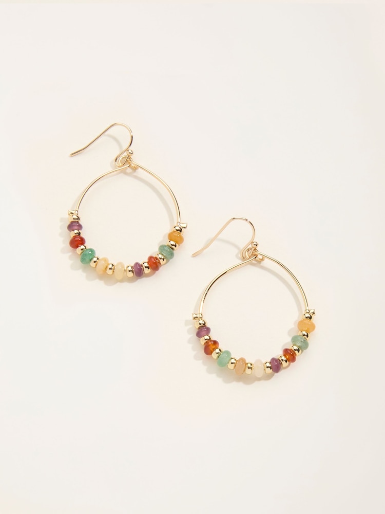 Fat Face Multi Colour Bead Hoop Earrings