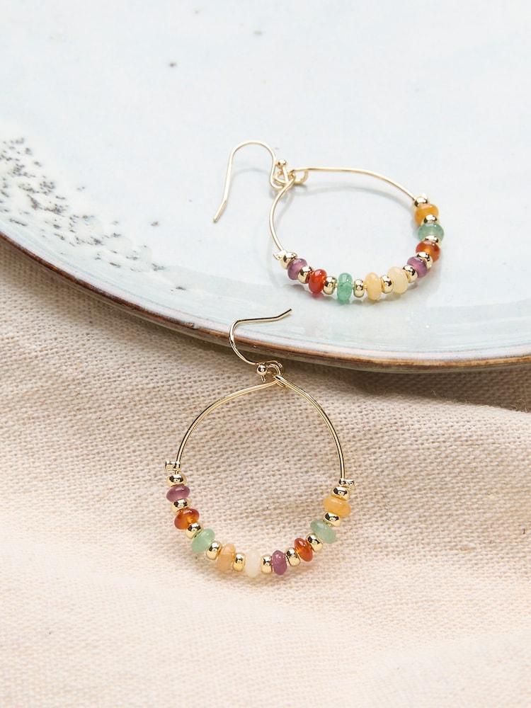 Fat Face Multi Colour Bead Hoop Earrings
