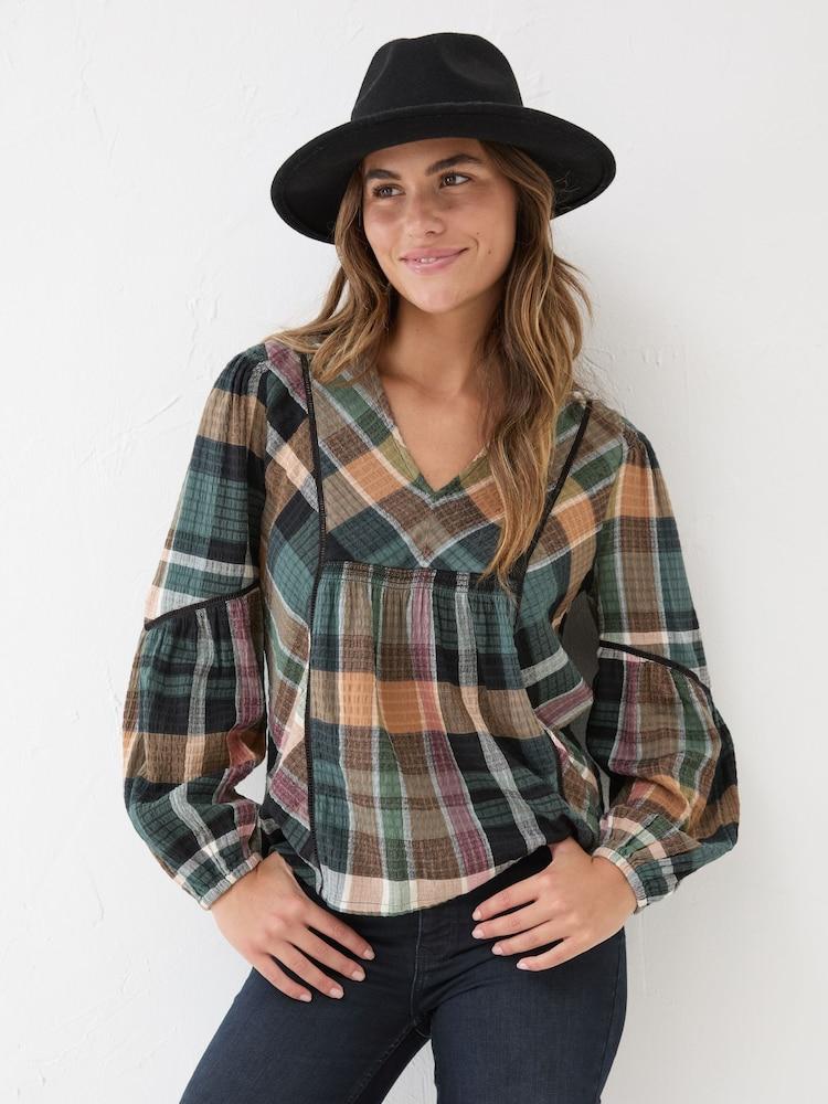 Fat Face Multi Lara Check Blouse