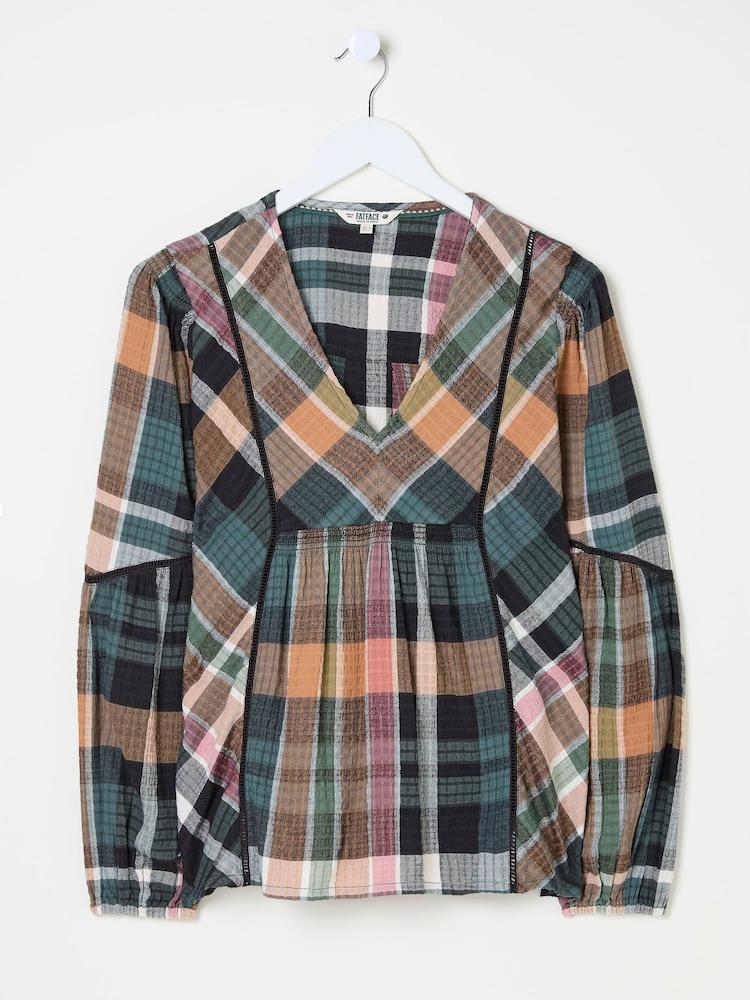 fat face Multi Lara Check Blouse