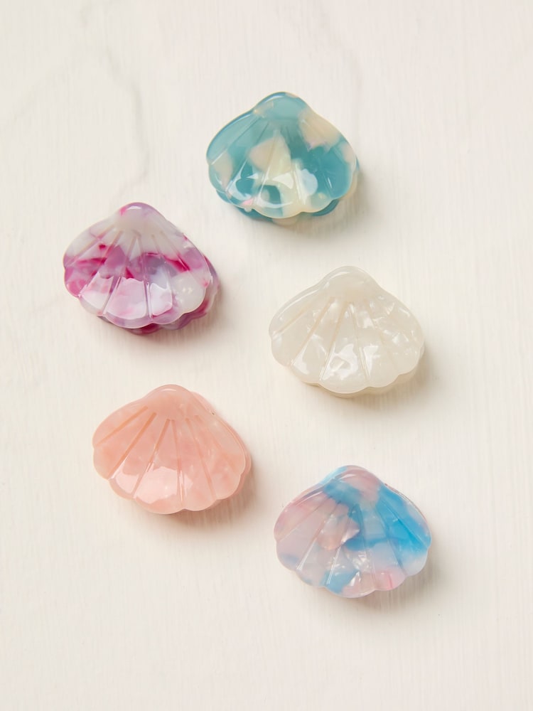 Fat Face Multi Mini Shell Hair Clips 5 Pack