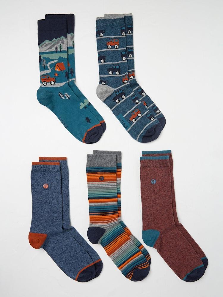 fat face Multi Off Roader 5 Pack Men's Socks
