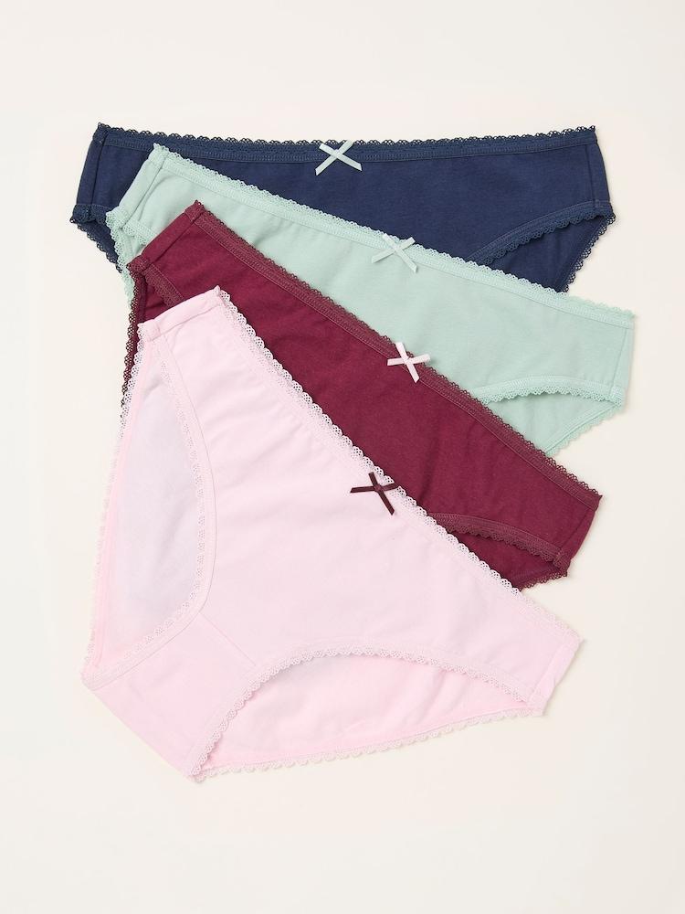 Fat Face Multi Plain 4 Pack High Leg Knickers