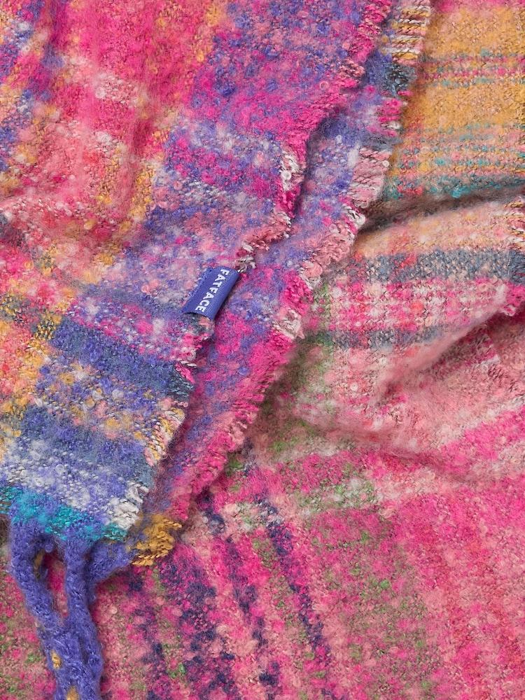 fat face Multi Plain Hat and Check Scarf Gift Set