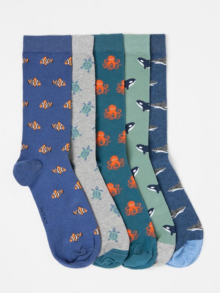 Fat Face Multi Sealife 5 Pack Men's Socks