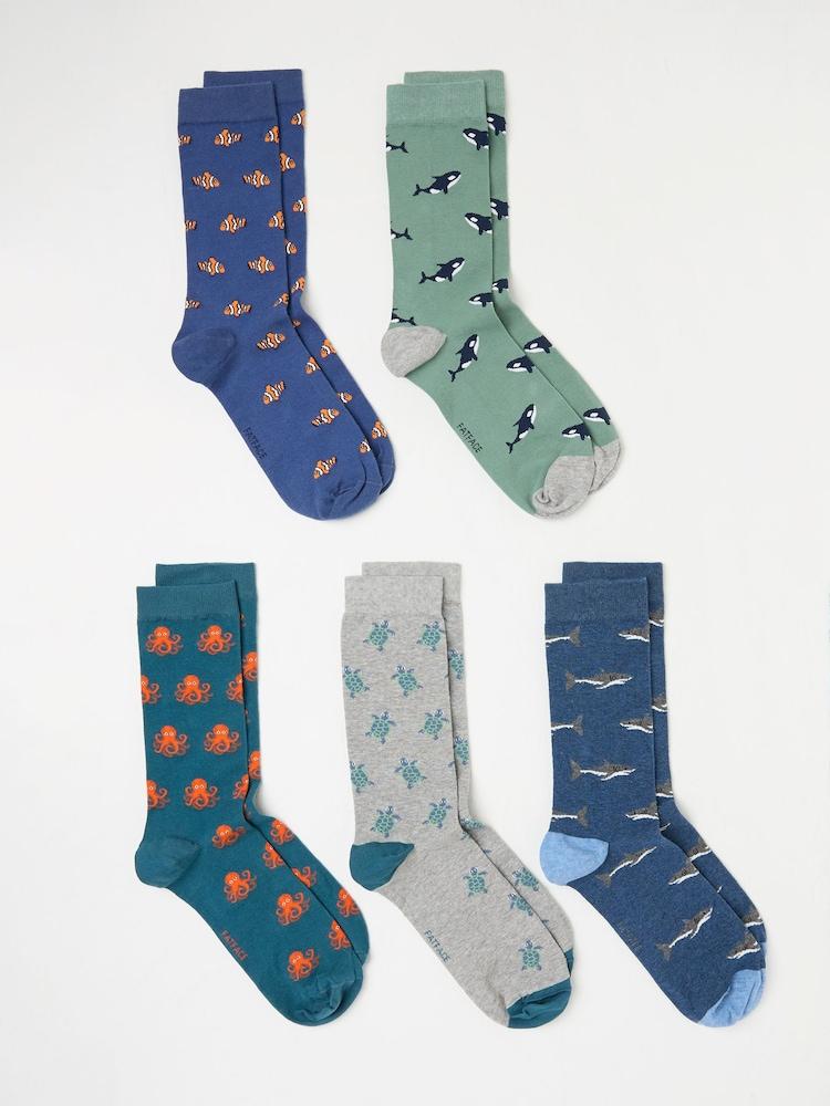 Fat Face Multi Sealife 5 Pack Men's Socks