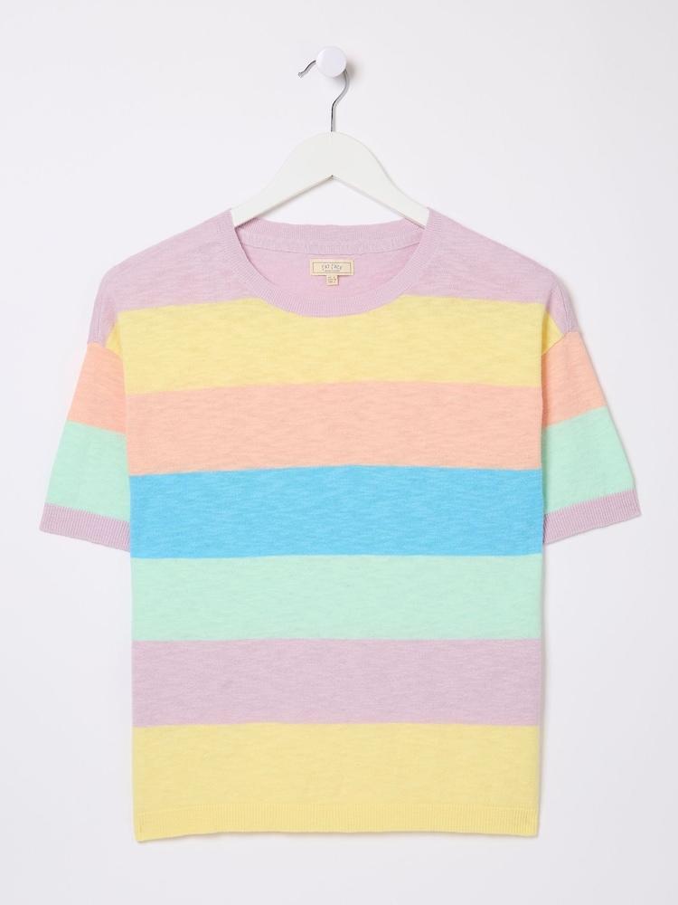 fat face Multi Sorbet Linen Stripe Knit T-Shirt