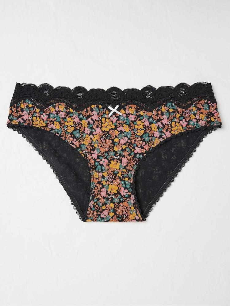 Fat Face Nadine Black Mini Floral Knickers