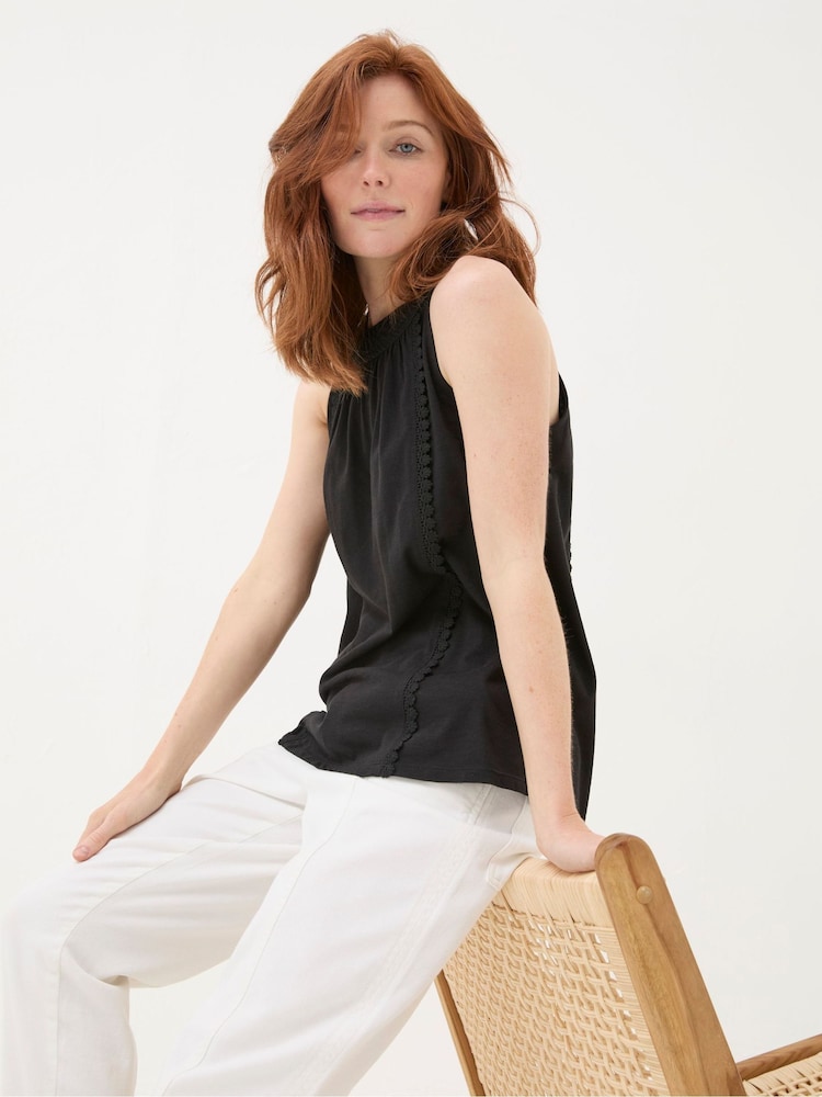 Fat Face Nancy Black Crochet Vest