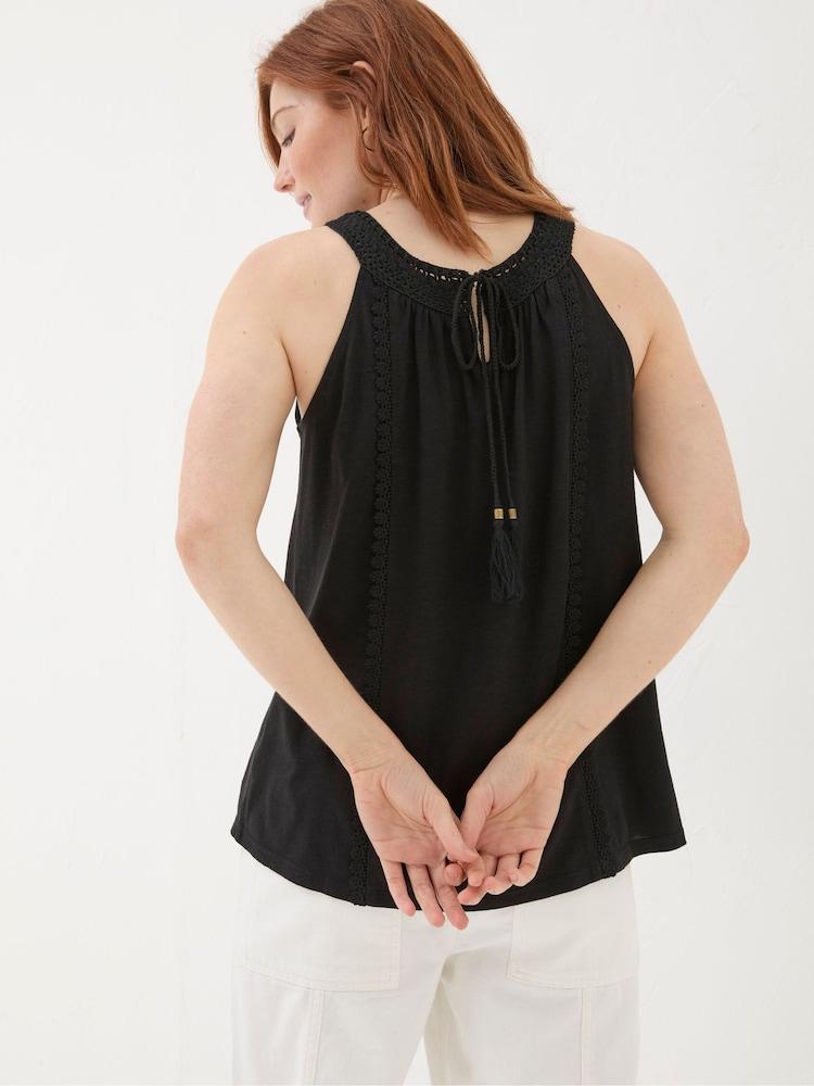 Fat Face Nancy Black Crochet Vest