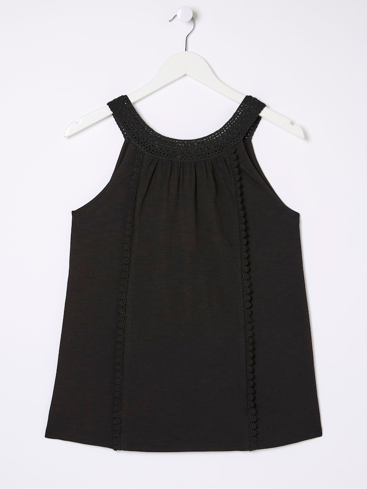 fat face Nancy Black Crochet Vest