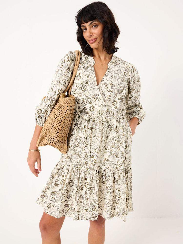 Fat Face Nancy Ivory Linear Floral Dress