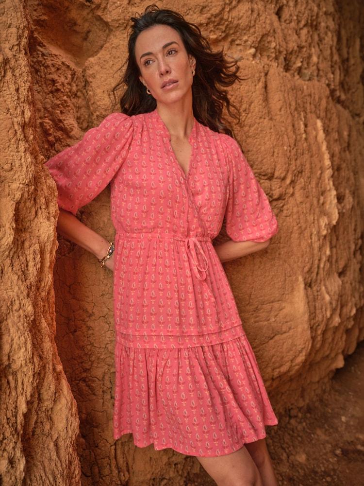 Fat Face Nancy Mid Pink Paisley Ditsy Dress