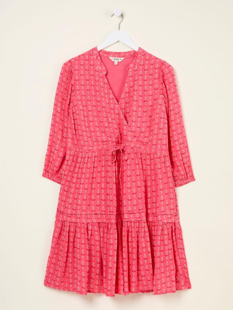 fat face Nancy Mid Pink Paisley Ditsy Dress