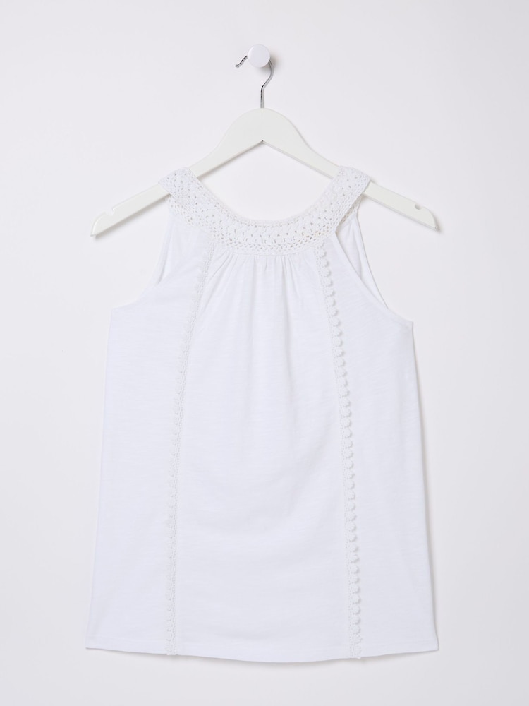 fat face Nancy White Crochet Vest