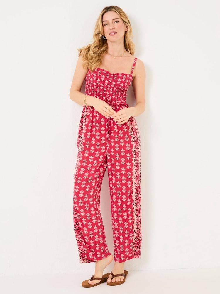 Fat Face Natalie Dark Pink Earth Geo Jumpsuit