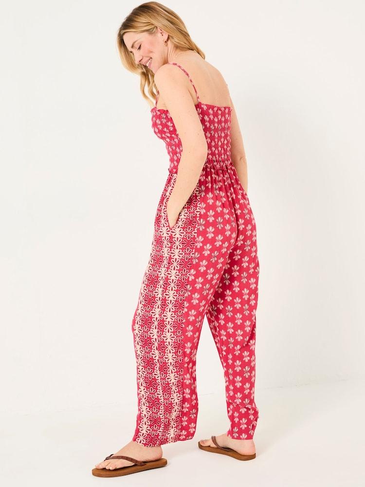 Fat Face Natalie Dark Pink Earth Geo Jumpsuit