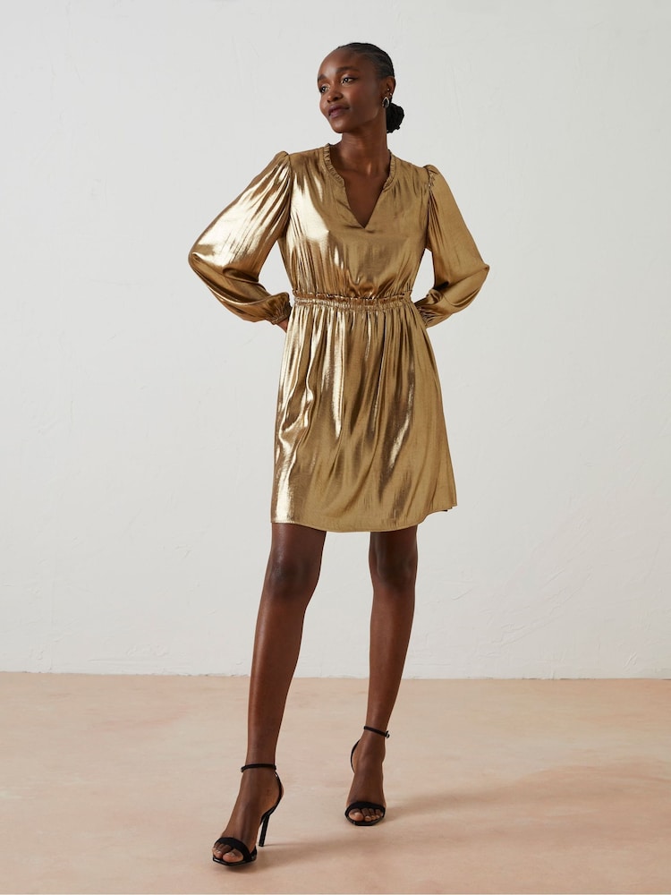 Fat Face Natural Annabelle Metallic Dress